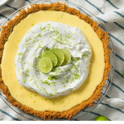 top view of key lime pie using low fat ingredients.