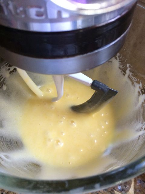 creaming-eggs-sugar in a mixer