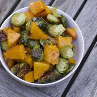 Roasted butternut squash and brussel sprouts