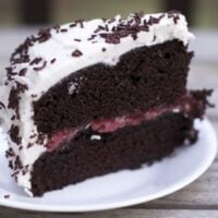 Devil's Food Cake with Strawberry Filling & Buttercream Frosting