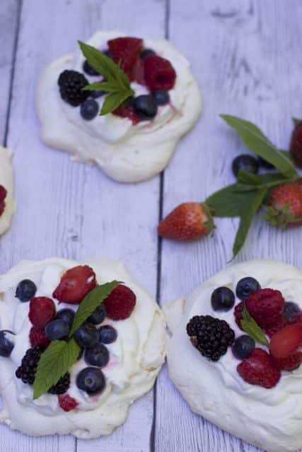 pavlovas with mixed berries a great fourth of july dessert 