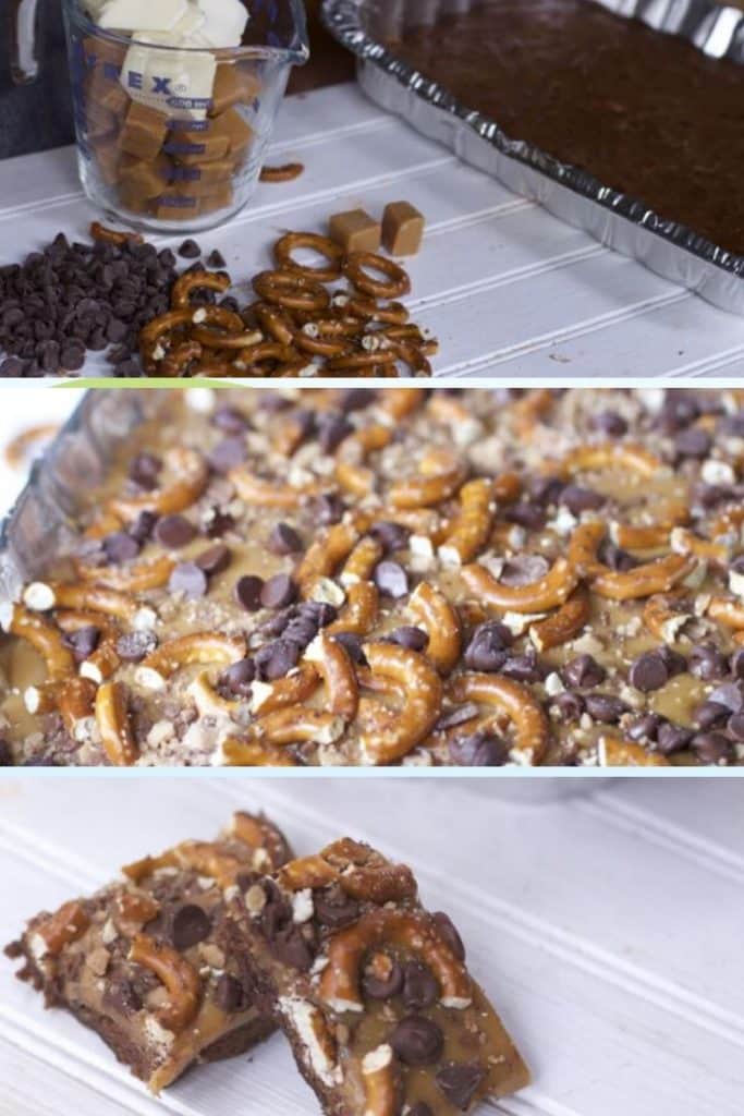 caramel pretzel brownies Recipe Pin
