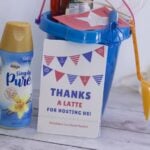 The perfect hostess gift for summer stays. Give your overnight host breakfast in a sand bucket. plus a free printable