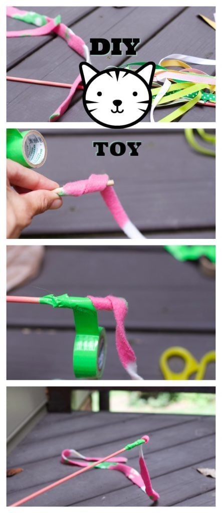 Make this super easy cat wand toy with stuff you have at home.