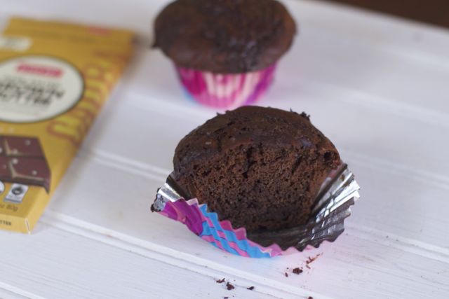 These Decadent Double Chocolate Muffins are a great back to school snack