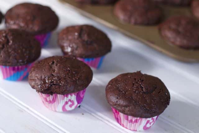 These Decadent Double Chocolate Muffins are a great back to school snack