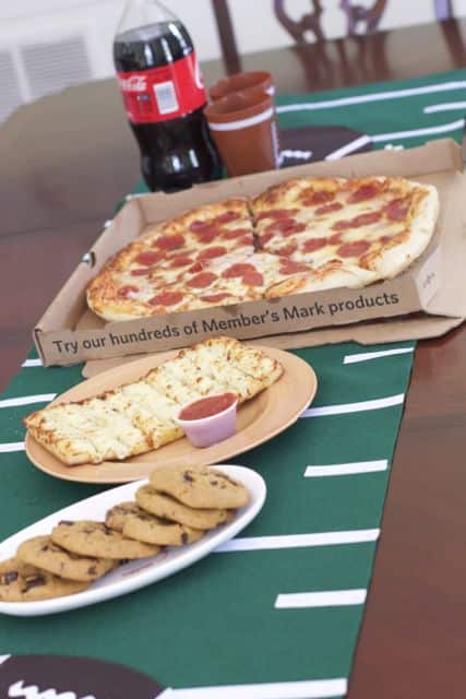 Host a no cook football party with this no sew football field runner