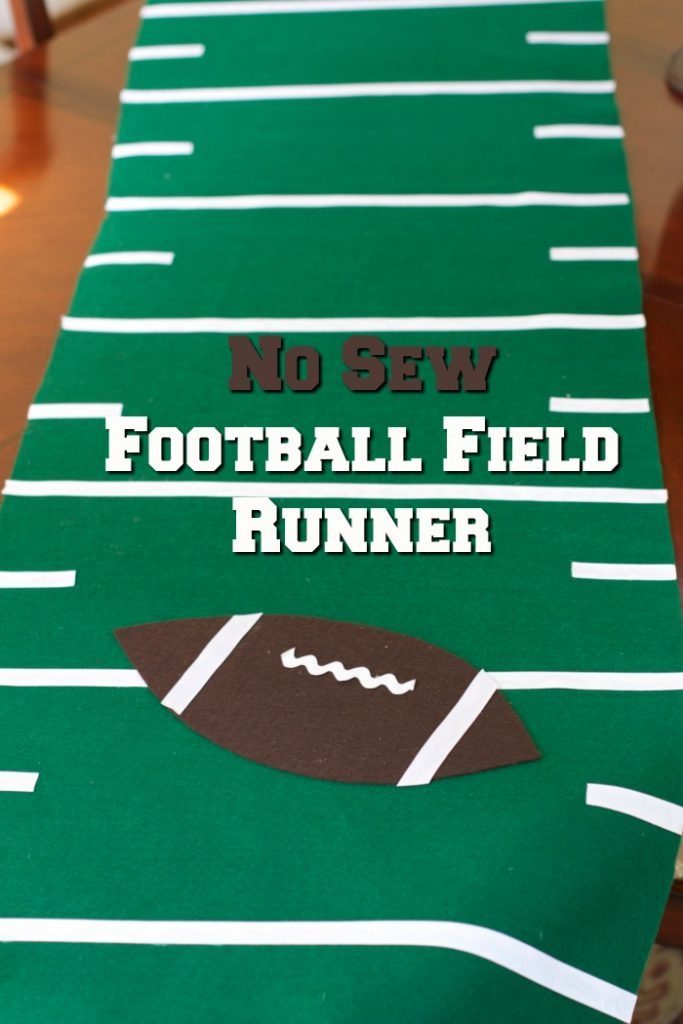 Host a no cook football party with this no sew football field runner