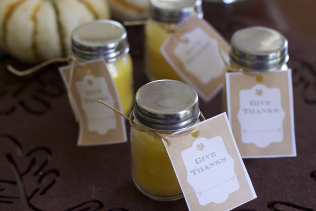 Thanksgiving beeswax candle favors