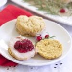 pork sandwiches with sweet potato biscuits and cranberry chutney