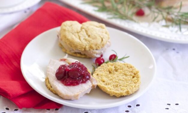 Sweet Potato Pork Biscuits with Cranberry Chutney