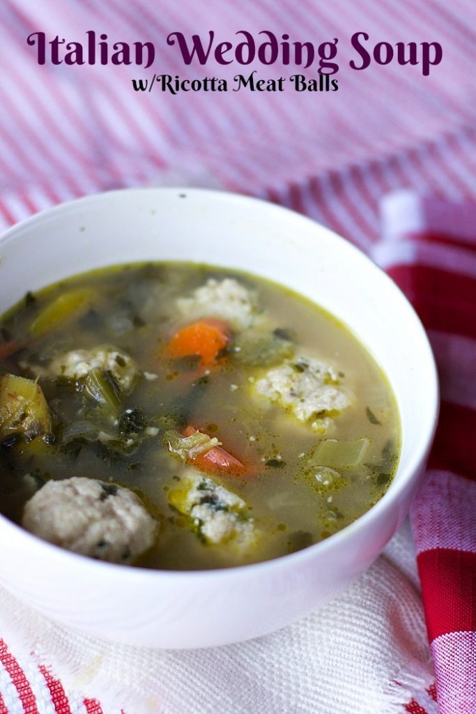 Italian wedding soup recipe Comforting Italian Wedding Soup with melt in your mouth Ricotta Meatballs is sure to warm your belly and your heart. My Grandma's Italian soup recipe.