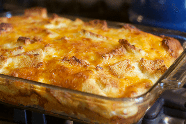 Deliciously Easy Egg and Cheese Overnight Breakfast Casserole with bread