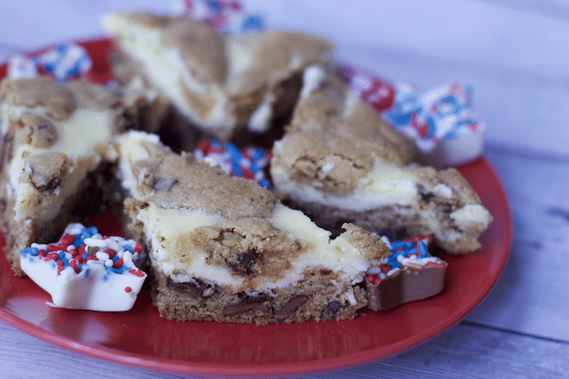 Four Ingredient Triple Chocolate Chip Cheesecake Bars