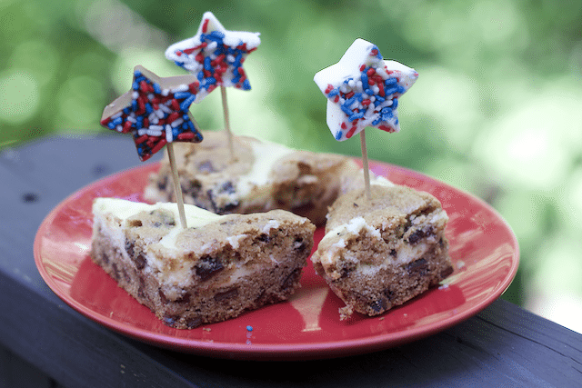 Four Ingredient Triple Chocolate Chip Cheesecake Bars