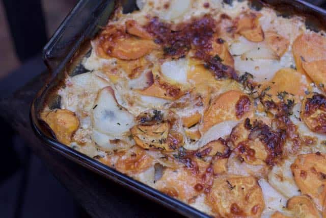 Easy Thanksgiving Side Dish : Scalloped White and Sweet Potatoes