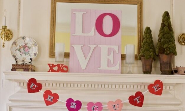 DIY Valentines Day Mantel Decor