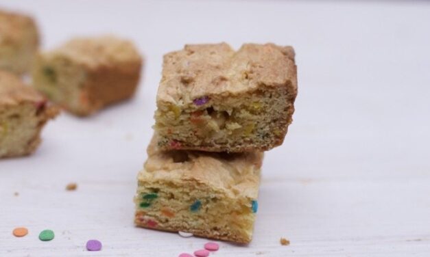6 Ingredient Sprinkled Cake Mix Blondie Brownie Recipe