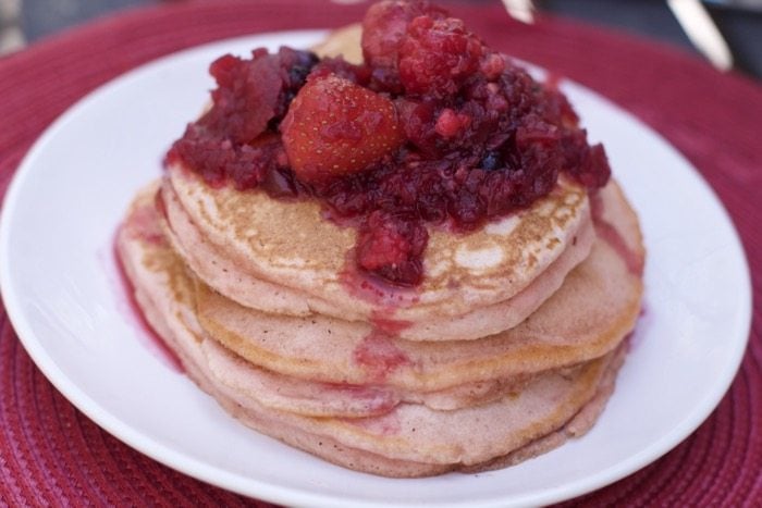 Beet Pancakes with Beet Berry Syrup