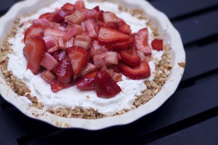 Strawberry Rhubarb Pretzel Pie Recipe- Easy Dessert for a Crowd