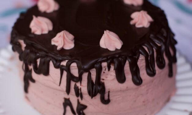 Outstanding Chocolate Covered Strawberry Cake with Strawberry Frosting
