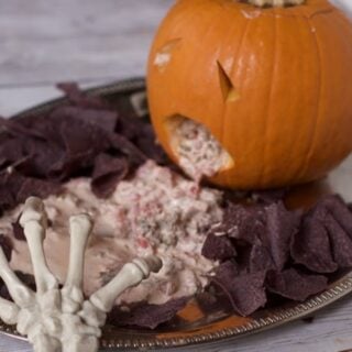 Spooky Halloween Dip Display (RO*TEL Sausage Dip Recipe)