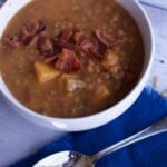 Instant Pot Lentil soup with sweet potatoes and Bacon