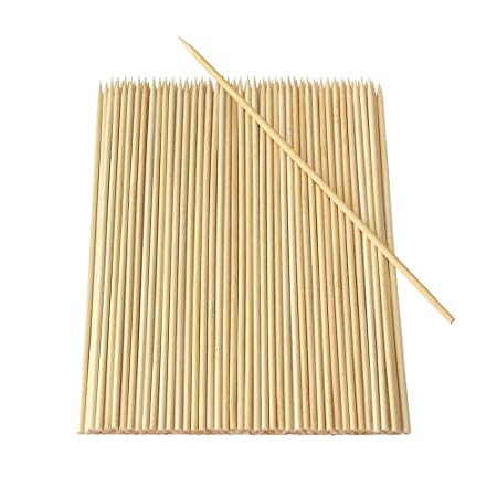 Yu family 200 Pieces Natural BBQ Bamboo Skewers 10 inch for Shish Kabob, Grill, Appetizer, Fruit, Corn, Chocolate Fountain, Cocktail and More Food eco Friendly and Healthy