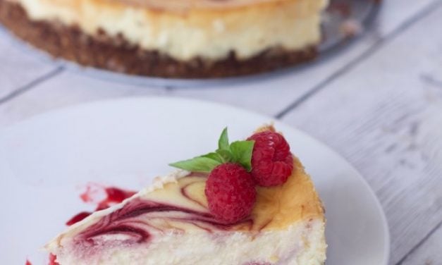 Amazingly Easy White Chocolate Raspberry Cheesecake