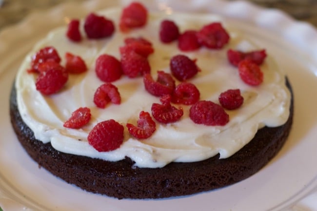 Two Frosting Chocolate Cake with Raspberry Filling