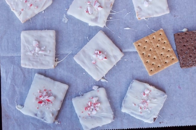 Peppermint White Chocolate Covered Graham Crackers 