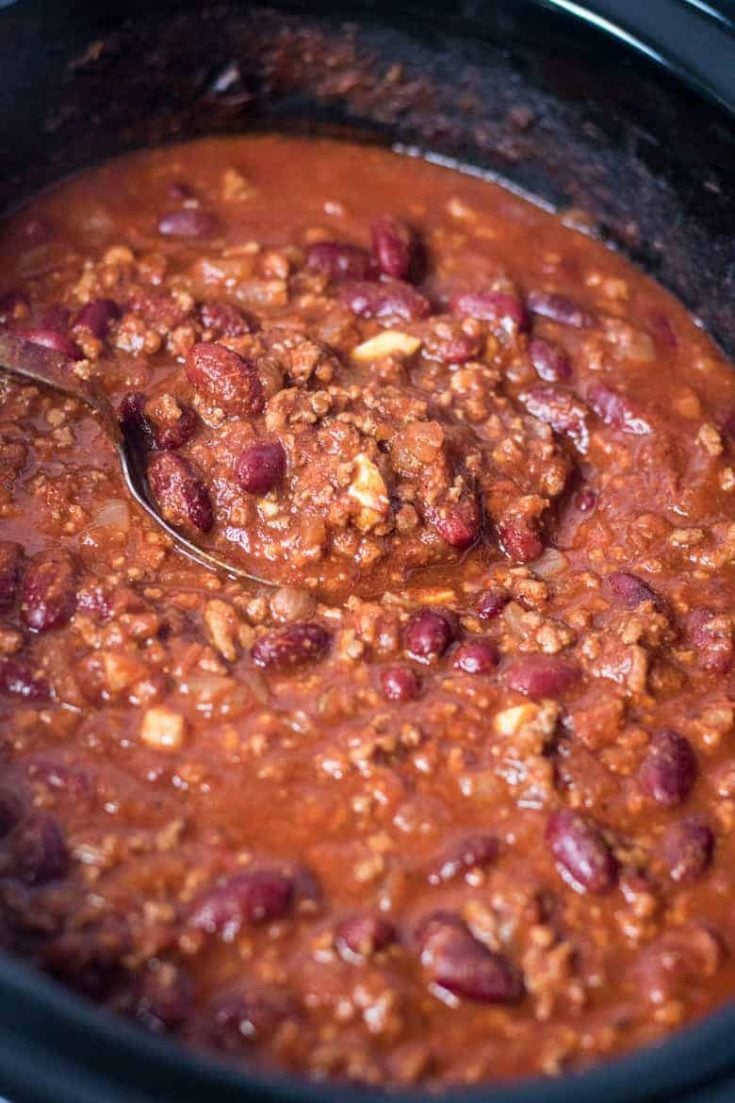 Image for Easy Crockpot Chili Recipe with Ground Beef